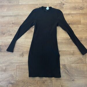 Victoria Secret’s Pink Black Long Sleeve Ribbed Dress